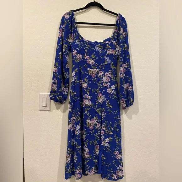 Dresses | Royal Blue Long Sleeve Midi Dress | Poshmark
